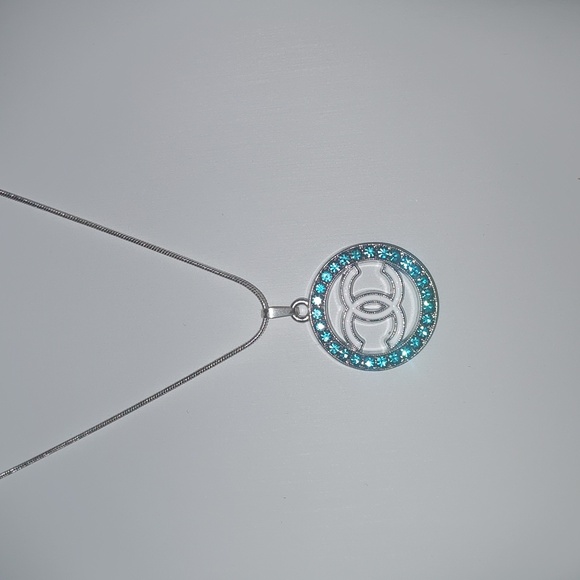 Jewelry - Chanel Authentic Topaz Stones White CC's Pendant 925 Sterling Silver Necklace